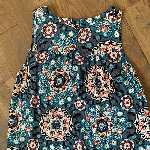 Ann Taylor Loft Blue Floral Medallion Shift Sleeveless Dress Size Small - Picture 5 of 8